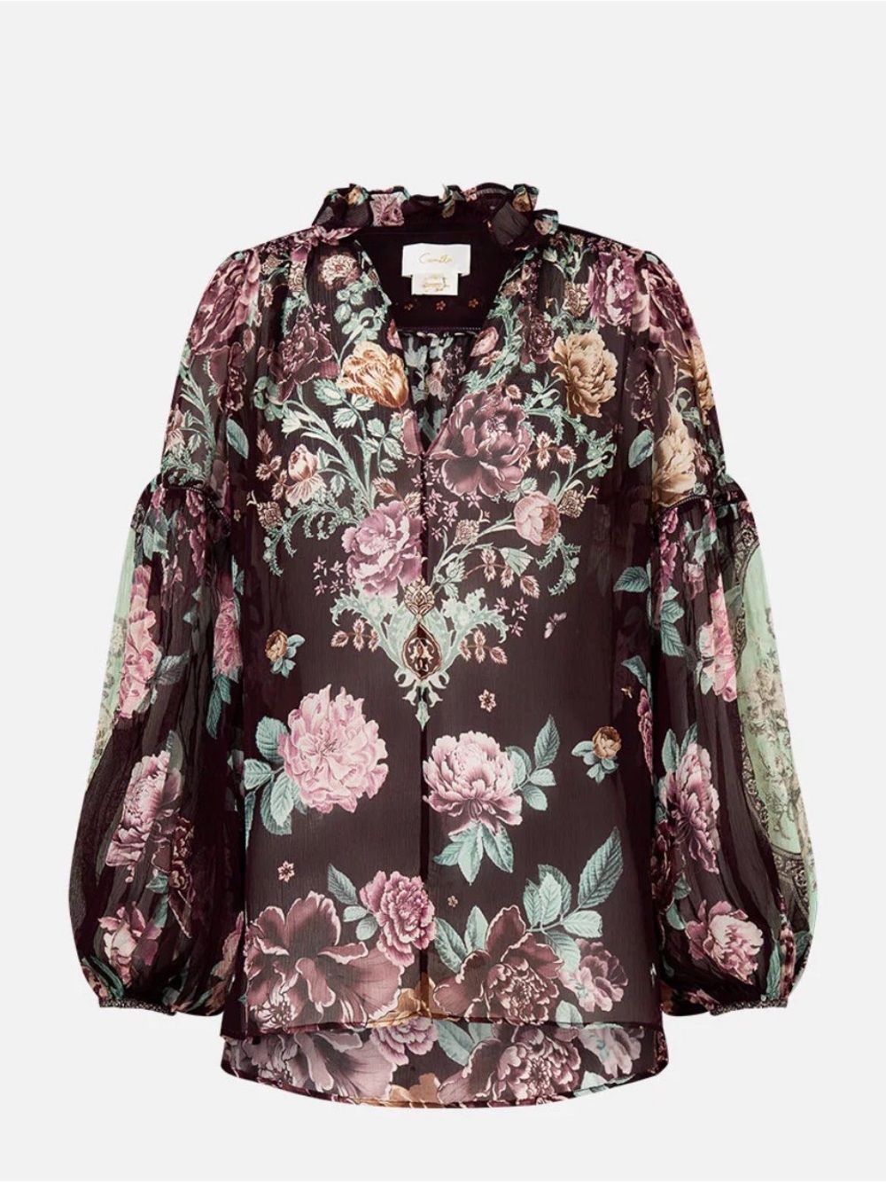 NWT CAMILLA 675.00 XS IF THESE TILES COULD TALK Frill Collared Blouse
